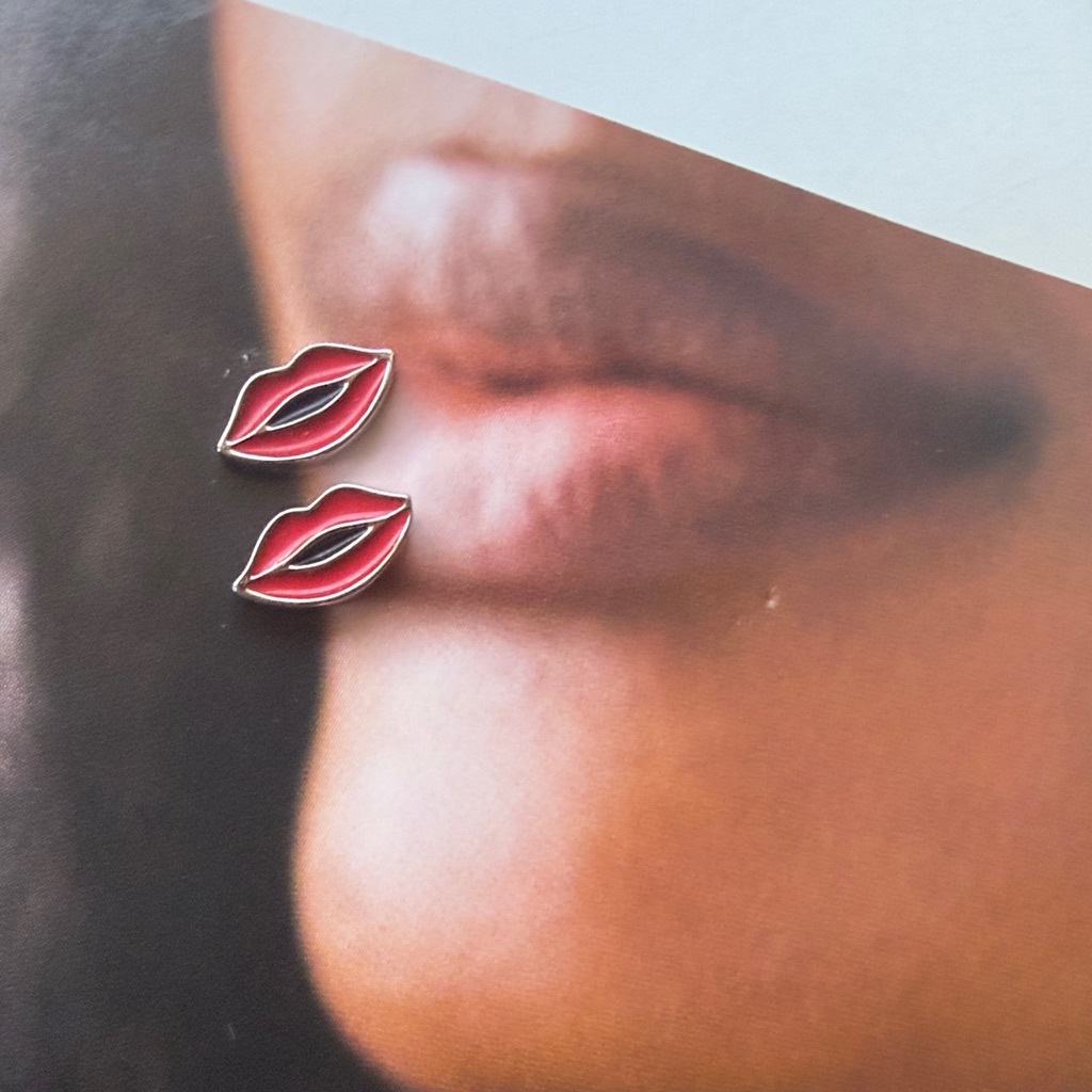 Mcm Red Lip Shaped Earrings